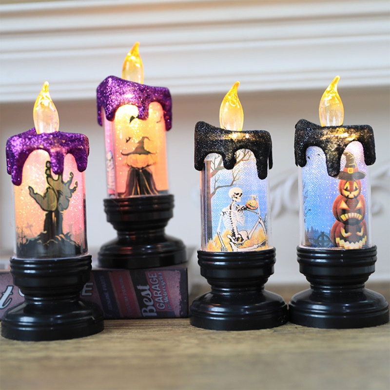 Đèn Led Giả Nến Hình Đầu Lâu Bí Ngô Trang Trí Halloween