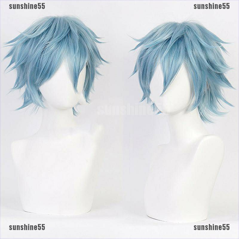 [Sẵn] Wig/tóc giả cosplay Shigaraki Tomura - Boku no hero tóc nam xù cơ bản xanh da trời khói tại Miu Cosplay