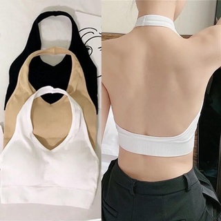 Áo bra thun tăm hở lưng cổ yếm có mút ngực