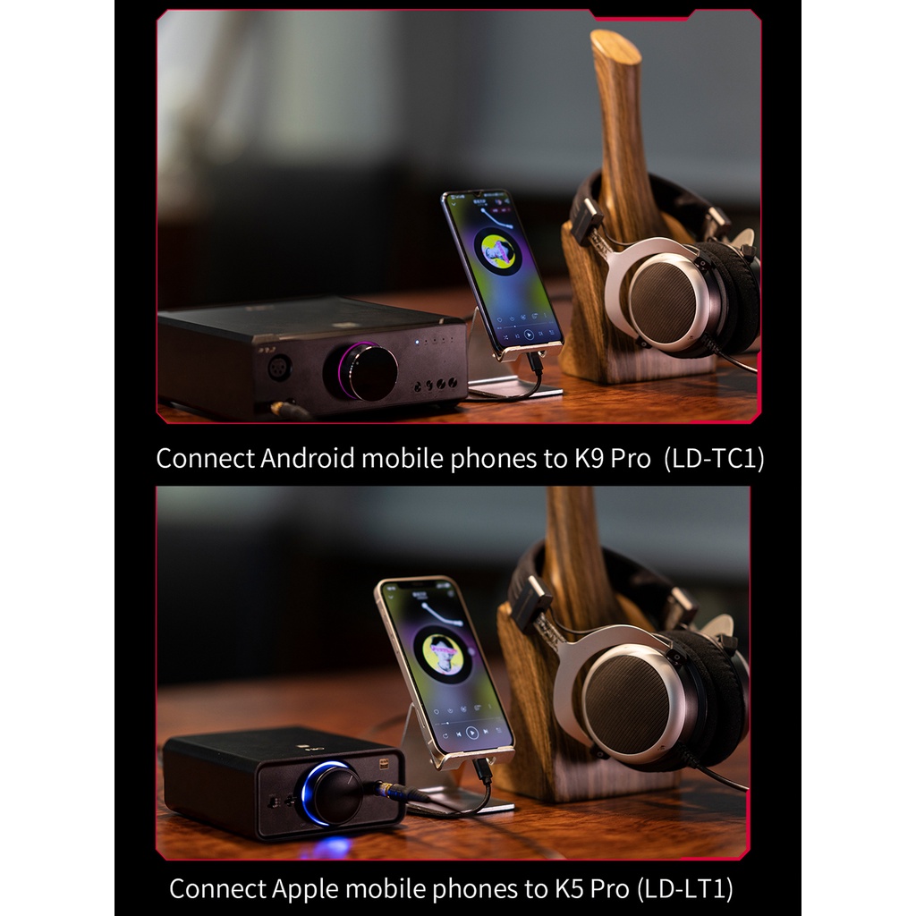 Cáp Chuyển Đổi Fiio LD-TC1 / LD-LT1 USB Type-B Sang Type-C / Lightning Dài 50cm Cho K9 Pro / K5 Pro