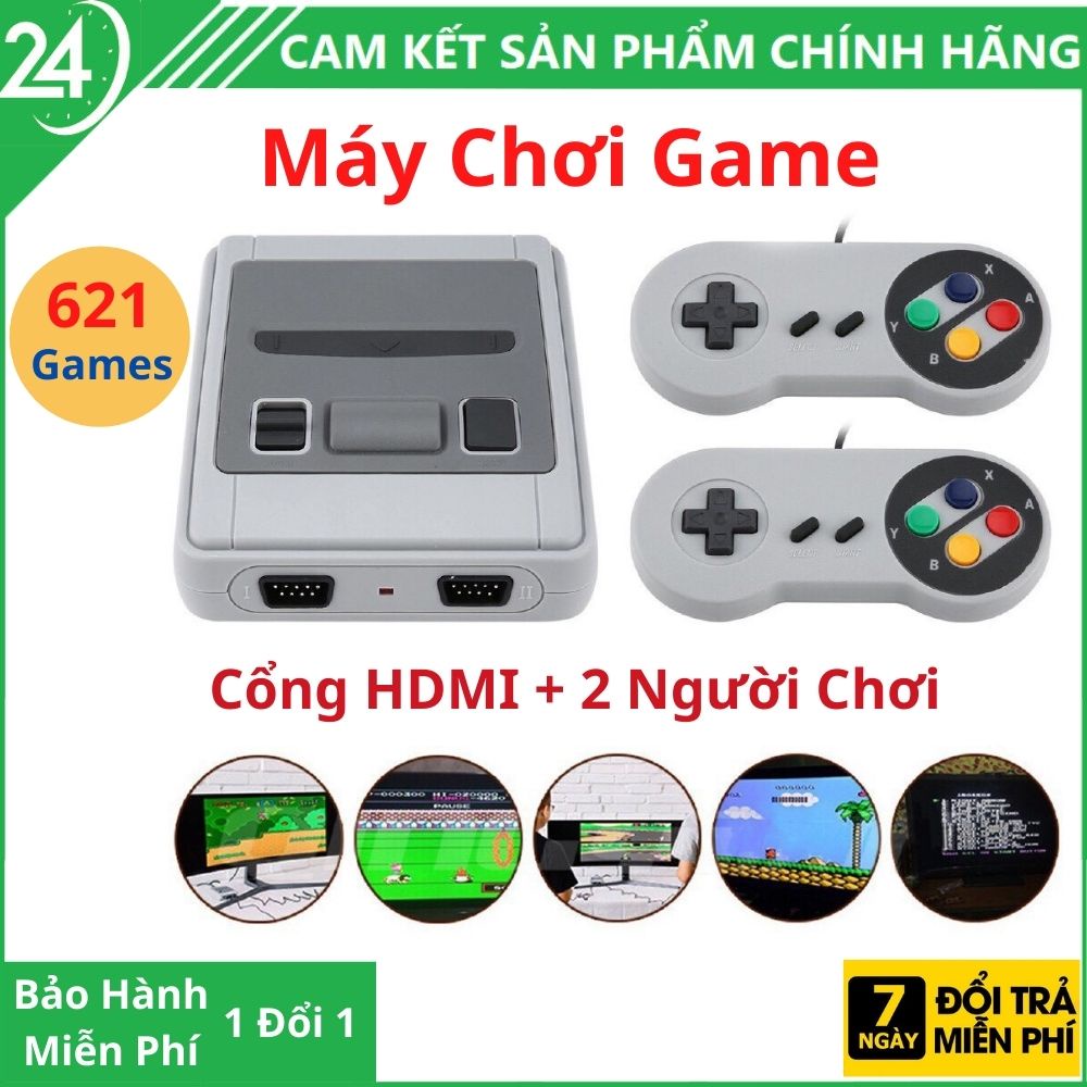 Máy Chơi Game 4 Nút, Máy Chơi Game Cầm Tay 621 Trò Chơi Retro Mini Tặng Thẻ Nhớ - Cắm Cổng HDMI 2 Người Chơi