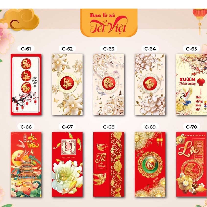 Combo 50 Bao Lì Xì Tết 2023 Mix Nhiều Mẫu