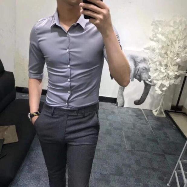 (TRÙM SỈ) Áo sơ mi nam có cổ sơmi đôi đẹp hàn quốc giá rẻ sơ mi trơn 4 màu TCS