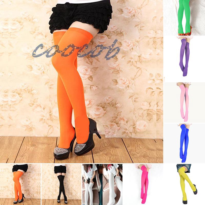 Women Solid Color Extra Long Boot Socks Over Knee Thigh High School Stocking