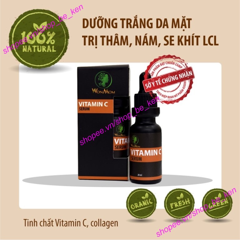 (Tặng 1 Túi xông mặt) COMBO giảm thâm dưỡng da trắng mịn Wonmom (1 Kem nghệ tươi + 1 Serum Vitamin C)