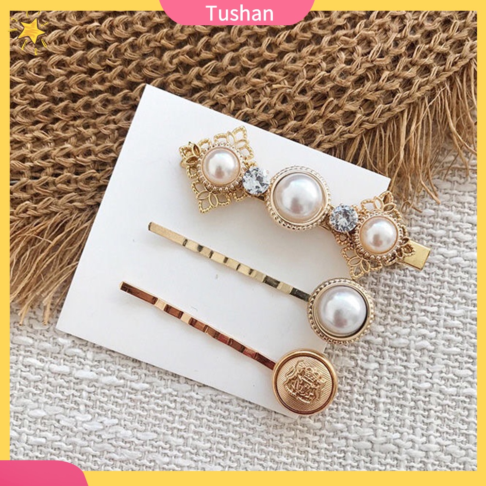 Set 3 Kẹp Tóc Nữ Đính Ngọc Trai