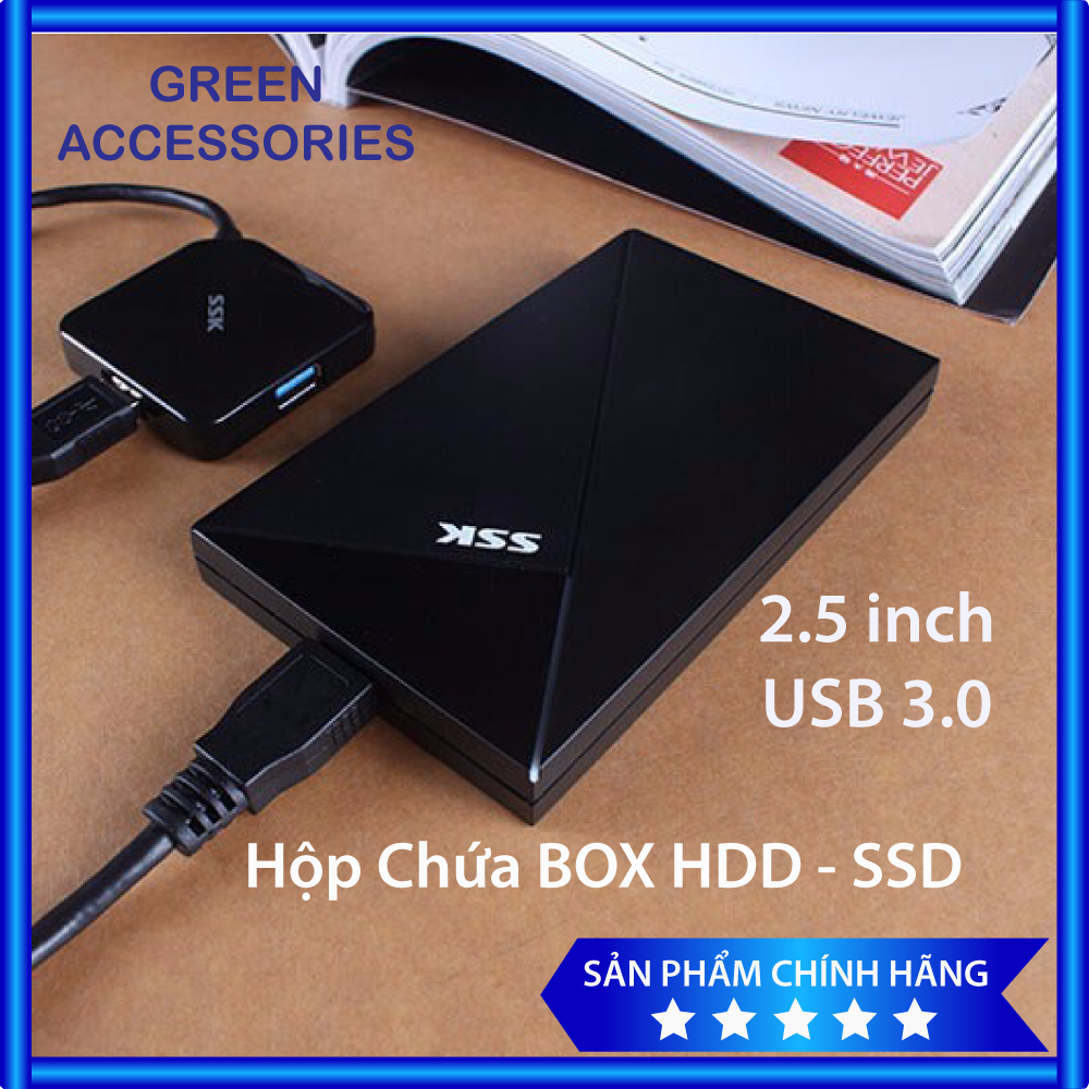 Hộp chứa Ổ cứng Di Động SSD/HDD Box 2.5 inch chuẩn SATA Kết nối USB 3.0 - SSK (SHE 088), BH lỗi 1 đổi 1