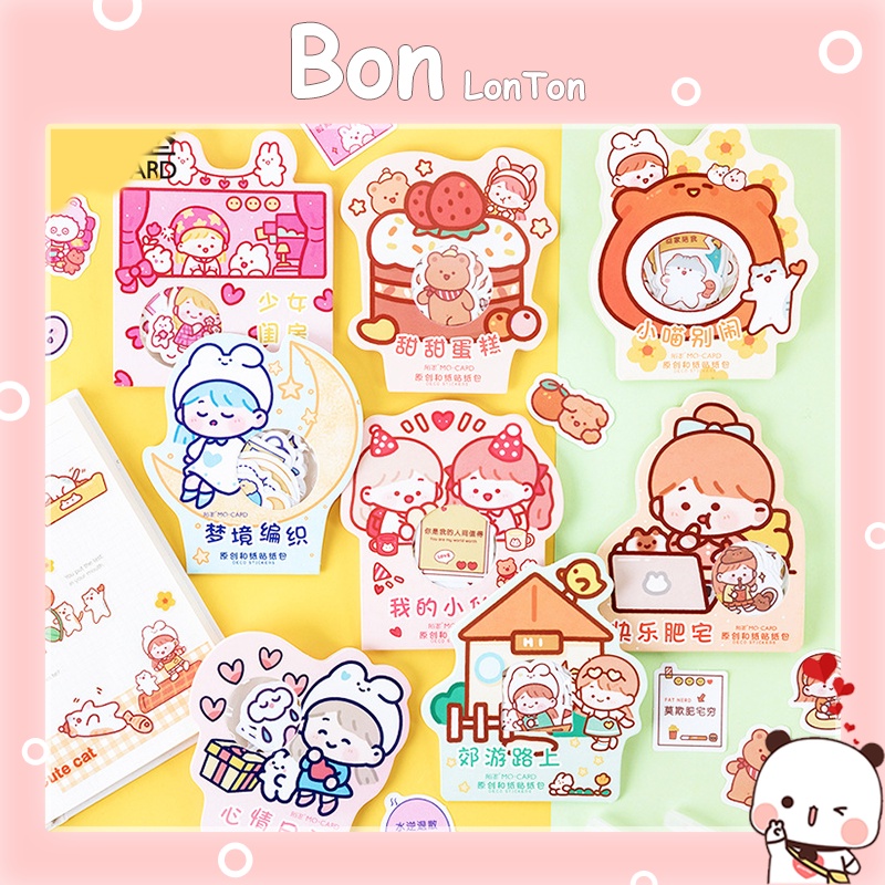 Sticker 40 miếng dán cute siêu đáng yêu, hình dán mũ bảo hiểm, laptop, điện thoại, vali chống nước