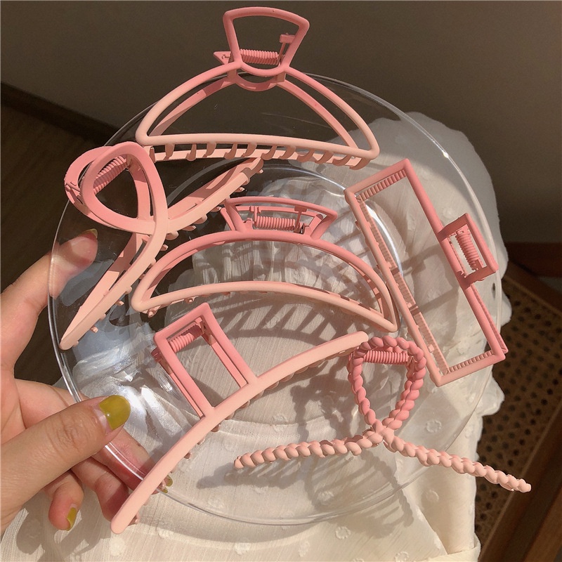 Kẹp Tóc Kim Loại Hình Cá Mập Màu Hồng Đào Gradient Thanh Lịch Và Xinh Xắn Cho Nữ