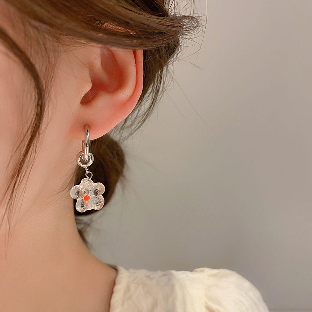 Bông Tai Dáng Dài Trong Suốt Phong Cách Retro Thanh Lịch Cho Nữ