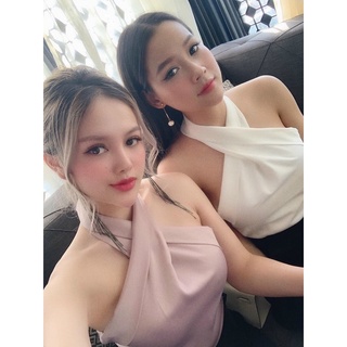 áo lụa cổ lọ xoắn ngực