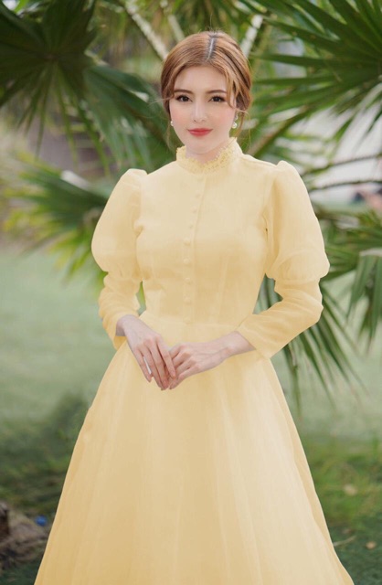 ĐẦM MAXI XOÈ TAY DÀI PHỒNG KẾT NÚT BỌC SIÊU XINH -MS44Y- SIZE M/L ĐẾN 57kg | BigBuy360 - bigbuy360.vn