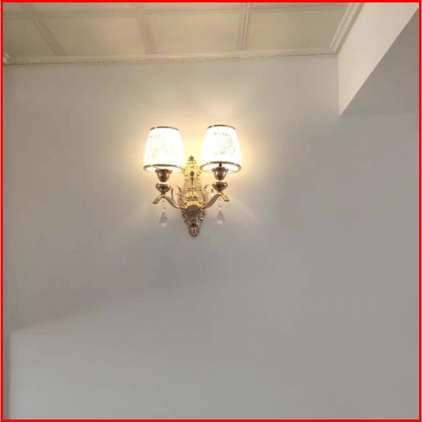 Đèn Tường Trang Trí Phòng Khách, Phòng Ngủ,Cầu Thang T3065-2 Chất Liệu Hợp Kim Và Chao Thủy Tinh-Tặng Kèm Bóng Đèn Led