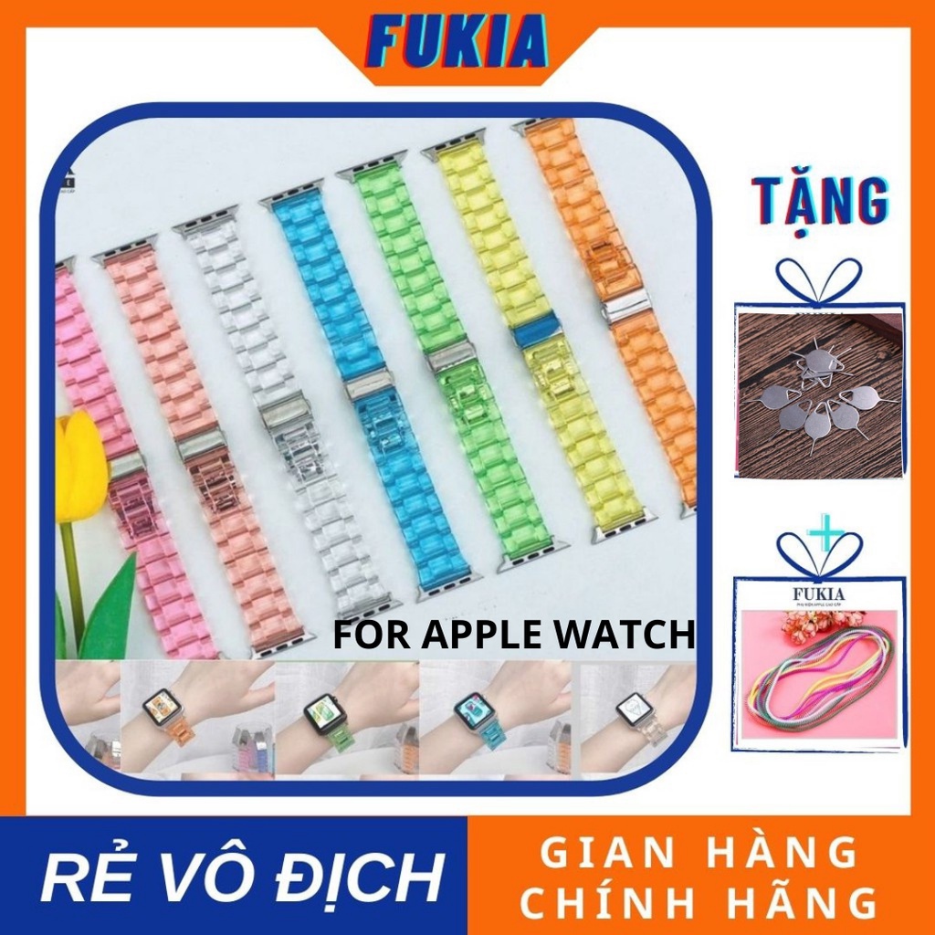 Dây nhựa trong cho Apple Watch đồng hồ thông minh iWatch Series 1/2/3/4/5/6/7/SE size 38mm 40mm 41mm 42mm 44mm 45mm