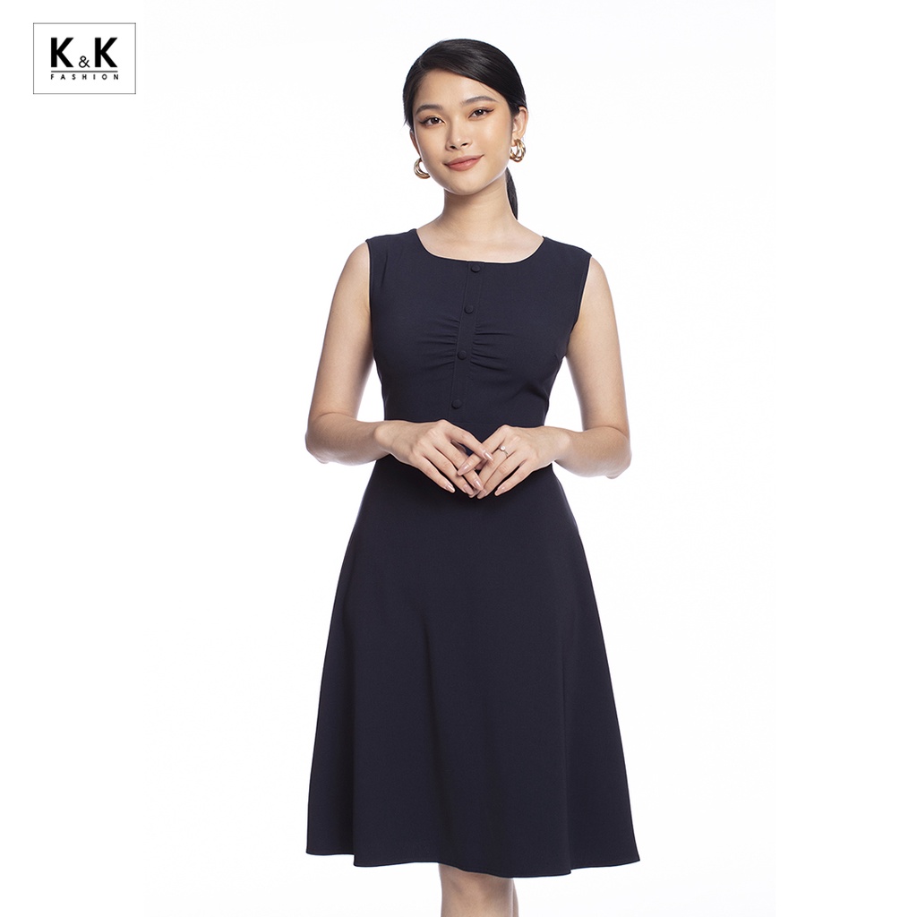 Đầm Công Sở Dáng Chữ A Kèm Áo Khoác K&K Fashion KK105-14 Màu Xanh Đen