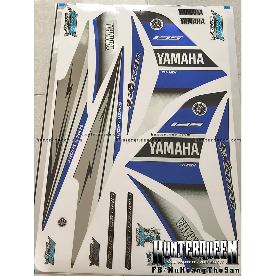 Tem rời chất liệu CROM, LC YAMAHA đen xanh. Exciter 135 đời 2011-2014