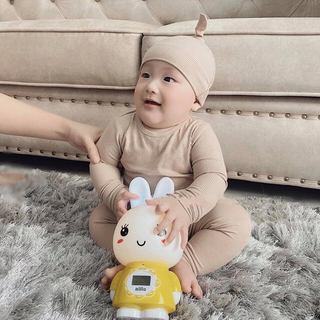 Bộ Thu Đông Cho Bé  Cao Cấp  Bộ Len Tăm Dài Tay Minky Mom Kèm Nón Củ Tỏi Siêu Ấm Cho Bé Trai Bé Gái