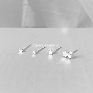 Khuyên tai bạc Grace - Trăng nụ - Moon Stud (chiếc)
