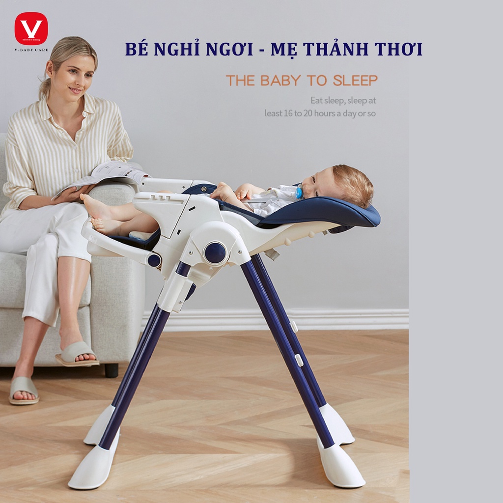 Ghế ăn dặm cho bé cao cấp V-Baby Grow 806 và GA002 - Có thể gấp gọn Nâng hạ độ cao dễ dàng