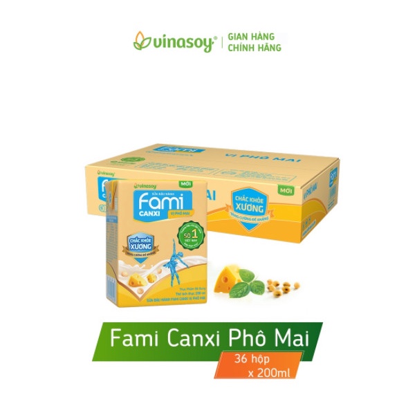 [HSD T8-2022] Thùng 36 Hộp Sữa Đậu Nành Fami Canxi Phô Mai 200ml