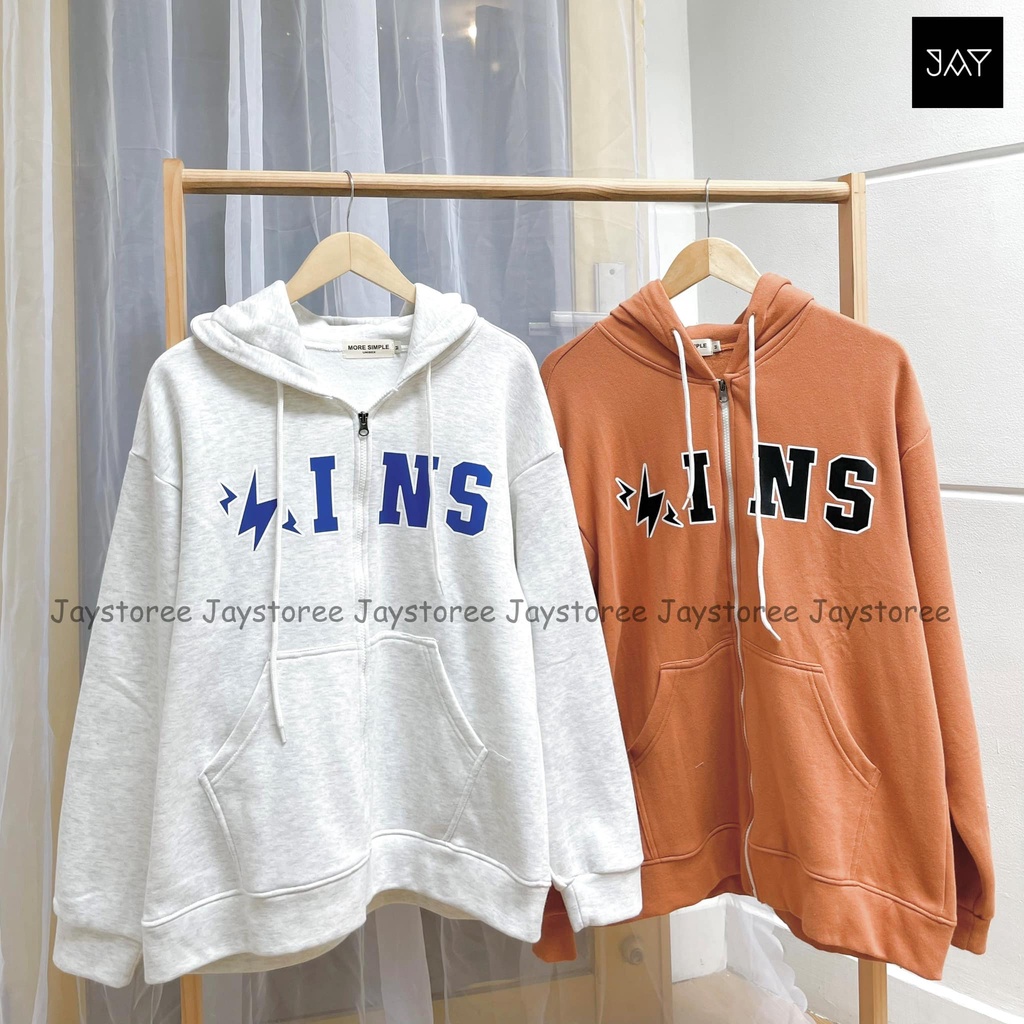 Áo Khoác Hoodie zip nỉ bông ⚡️INS màu NÂU/XÁM  Nam nữ unisex/FREESHIP  Áo Hoodie dây kéo form rộng Jaystoree2