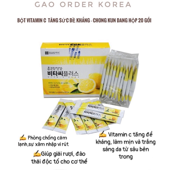 BỘT VITAMIN C  tăng sức đề kháng - CHONG KUN DANG hộp 20 gói