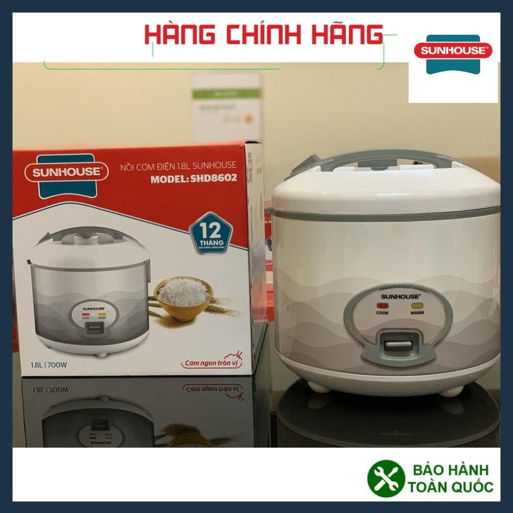 NỒI CƠM ĐIỆN 1.8L SUNHOUSE SHD8602, NỒI CƠM ĐIỆN SUNHOUSE SIÊU BỀN, BẢO HÀNH TOÀN QUỐC, LÒNG NỒI CHỐNG DÍNH WHITFORD