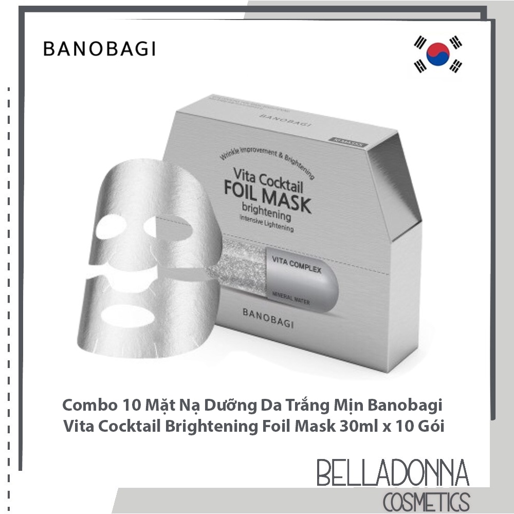 [CHÍNH HÃNG] Combo 10 Mặt Nạ Dưỡng Da Trắng Mịn Banobagi  Vita Cocktail Brightening Foil Mask 30ml x 10 Gói