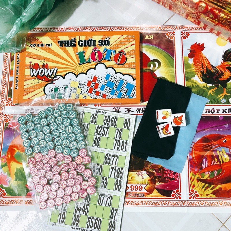 Combo Bộ cờ lô tô và set bầu cua tôm cá hàng đẹp