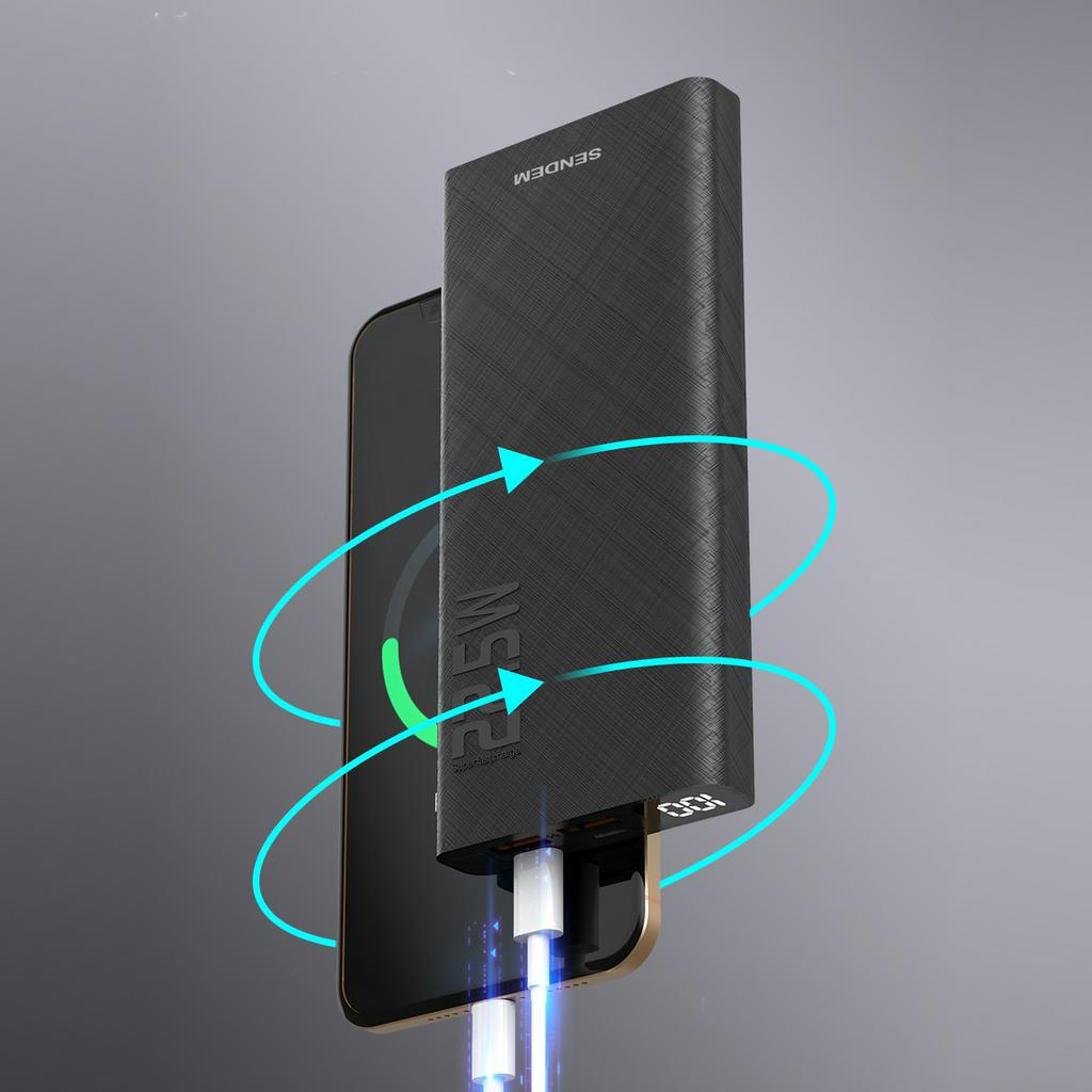 Sạc Dự Phòng Siêu Nhanh 22.5W Sendem PH03 10000mAh  Có Led Báo Phần Trăm Pin, Dung Lượng Cao PH03