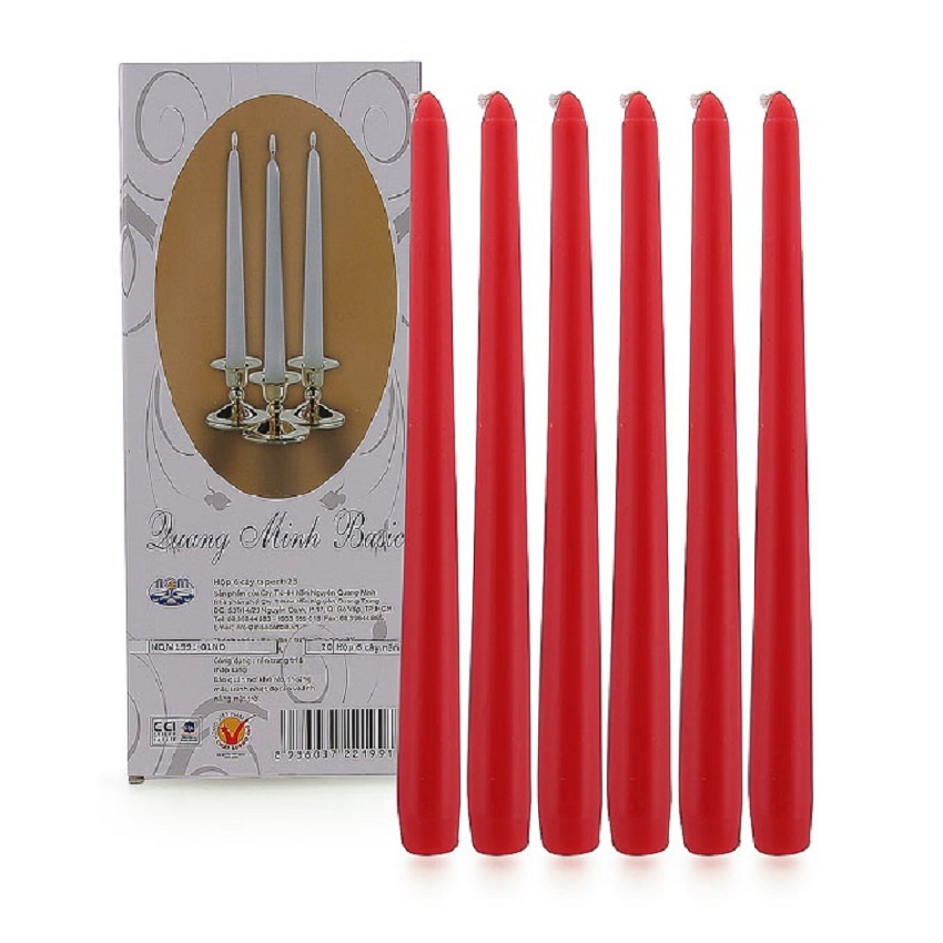 Hộp 6 cây nến thơm taper Miss Candle NQM1991 25 cm, thiết kế theo tiêu chuẩn cắm nến taper (nến hình búp măng non)