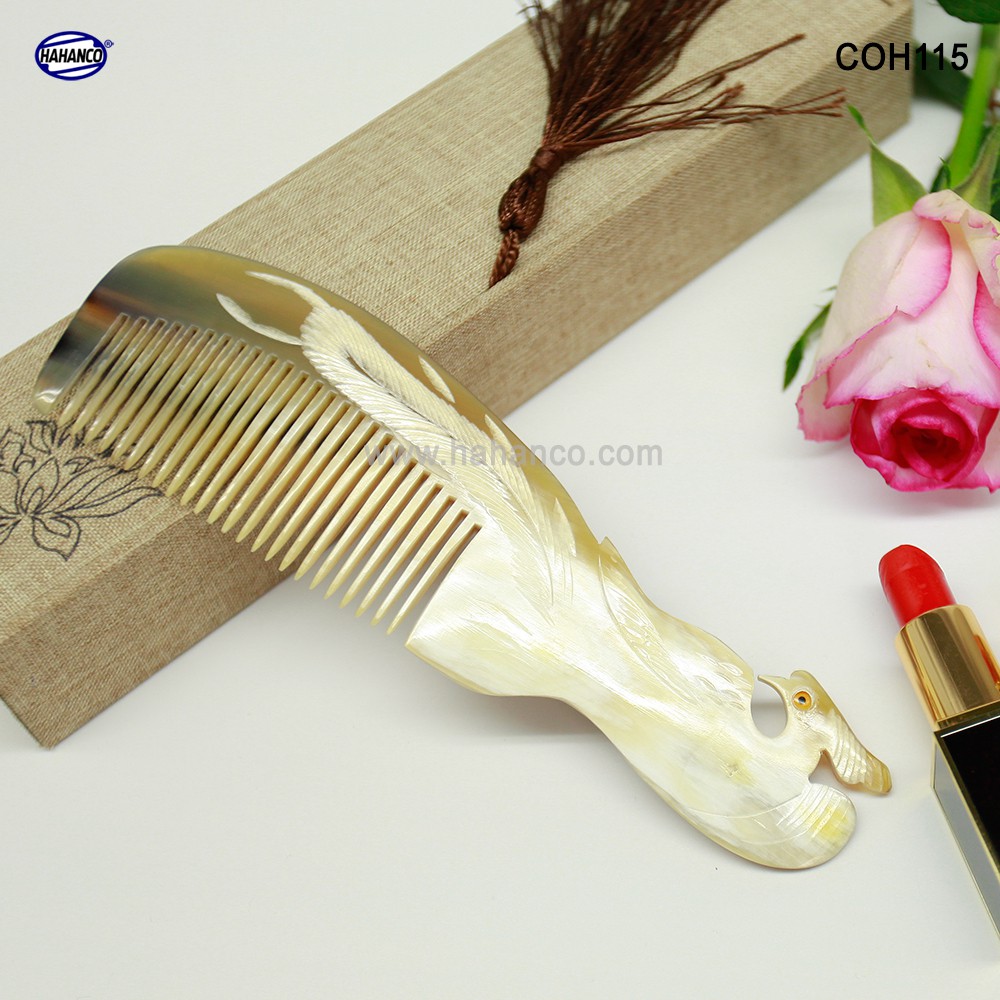 Lược sừng con Phượng - COH115 (Size: L - 18cm) Rất đẹp mắt- Horn Comb of HAHANCO - Chăm sóc tóc