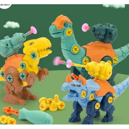 Đồ Chơi Khủng Long Mini, Khủng Long Lắp Ghép, Khủng Long Bắn Đạn Dính, Mô Hình Tự Lắp Ghép