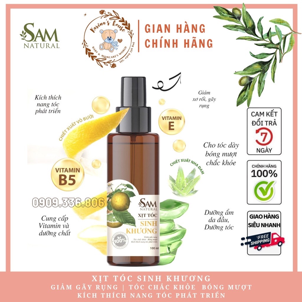 Xịt tóc Sinh Khương Sam Natural 100ml
