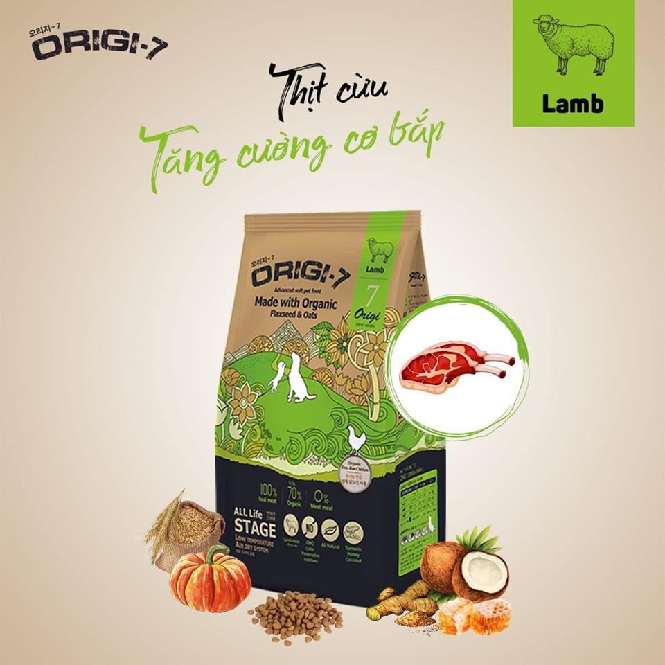 [BUÔN LẺ GIÁ SỈ] THỨC ĂN HẠT MỀM HỮU CƠ DÀNH CHO THÚ CƯNG ORIGI-7 [Bao 2kg]