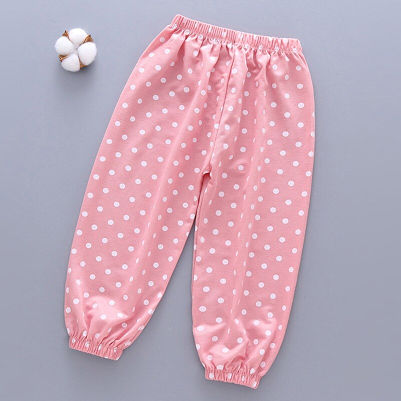 3 to 8 Years Children Girls Pants Loose Trousers Dot Summer Thin Bottom