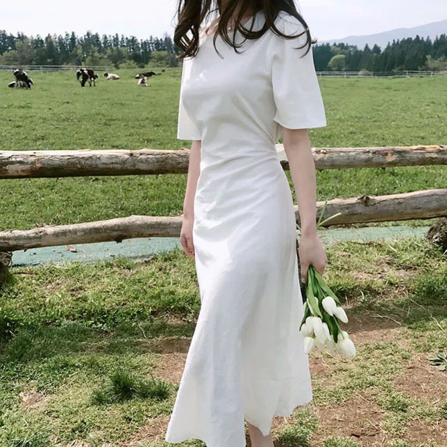 (Order-M) Ulzzang Váy thô trắng Vintage M011
