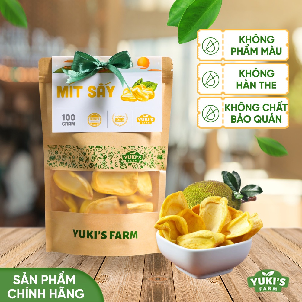 Mít Sấy Giòn Đà Lạt Nguyên Cánh YUKI FARM Túi 100gam - Hoa quả sấy Organic Sạch, Chất Lượng Cao