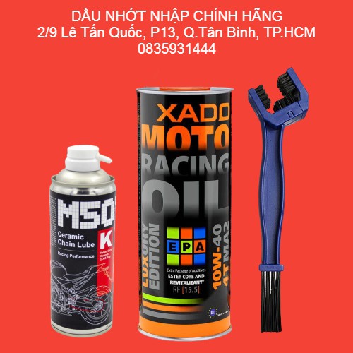 Combo Dầu nhớt nhập khẩu Hà Lan cao cấp Xado Racing 10w40 hồi phục động cơ + Xịt sên phủ sứ cao cấp Voltronic M50 (M50k)