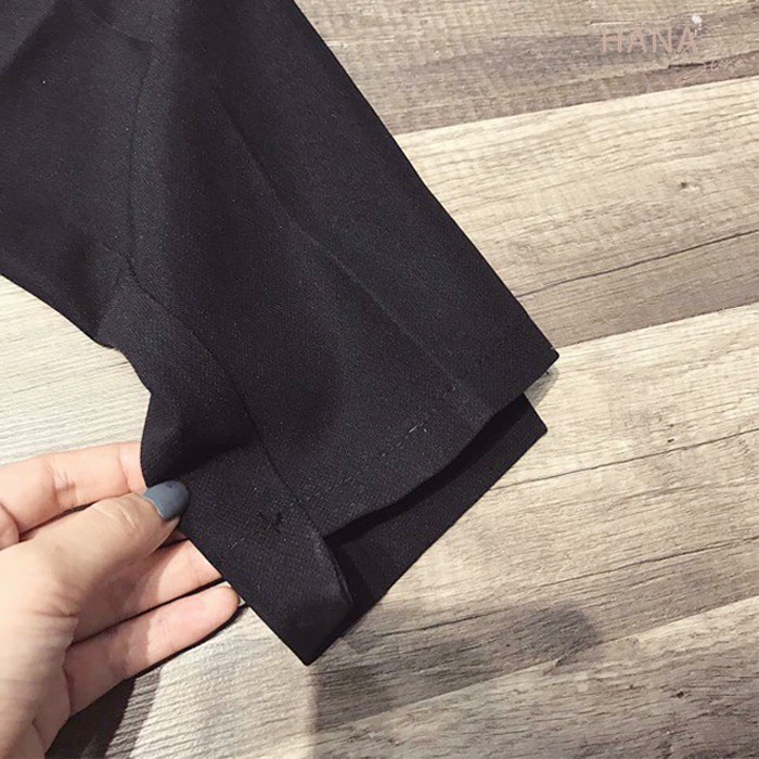 Quần tây nữ phối áo sơ mi mặc đi học đi làm công sở - Kiểu dáng quần baggy đen dài ống đứng - Vải dày dặn - Cạp lưng cao