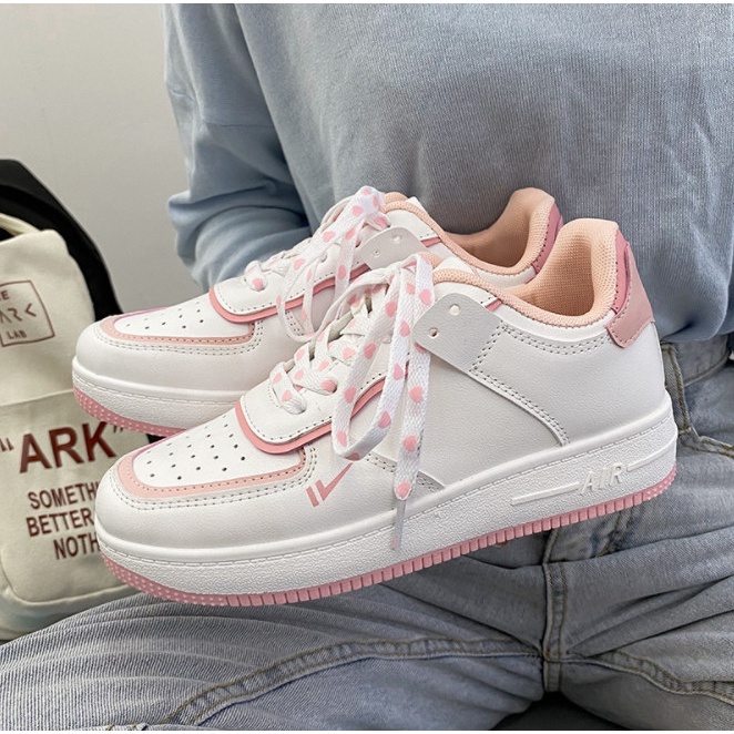 Giày thể thao nữ air force 1 custom màu xanh / hồng, Giày sneaker nữ AF1 hàng Trung chuẩn đẹp full box bill | BigBuy360 - bigbuy360.vn