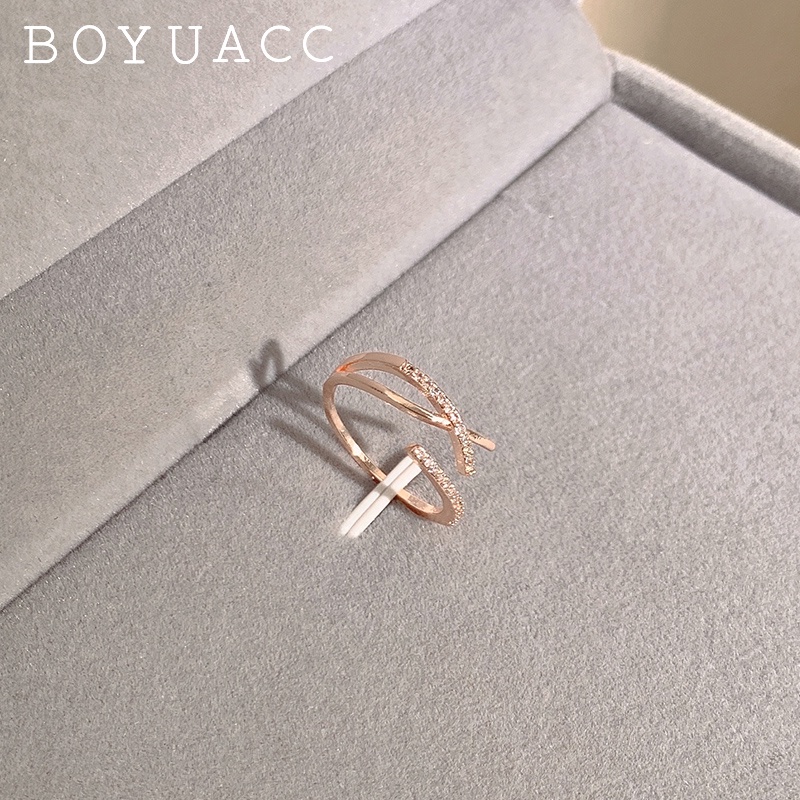 Nhẫn Hở Điều Chỉnh Chéo Phong Cách Hàn Quốc Cho Nữ