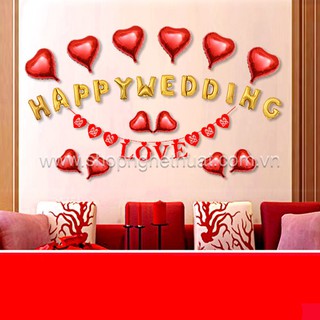 bộ chữ trang trí phòng cưới happy wedding đầy đủ phụ kiện