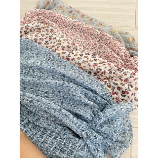 Áo voan kiểu cổ vuông tay lỡ -hình thật shop chụp