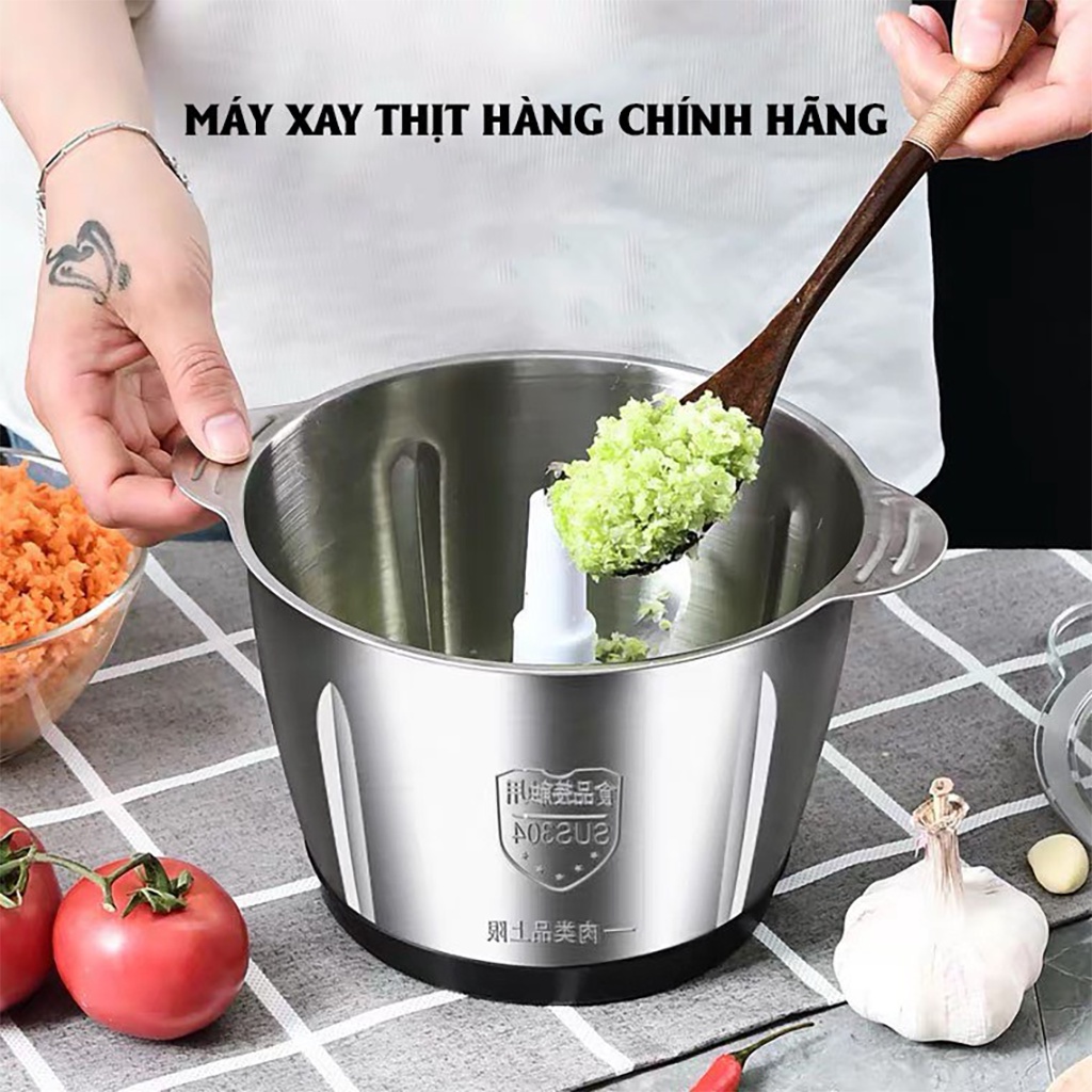 Máy Xay Thịt 4 Lưỡi – Cối Inox - Dung Tích 2 Lít - Công Suất 300W - Máy xay thịt, xay tỏi ới, xay rau củ quả