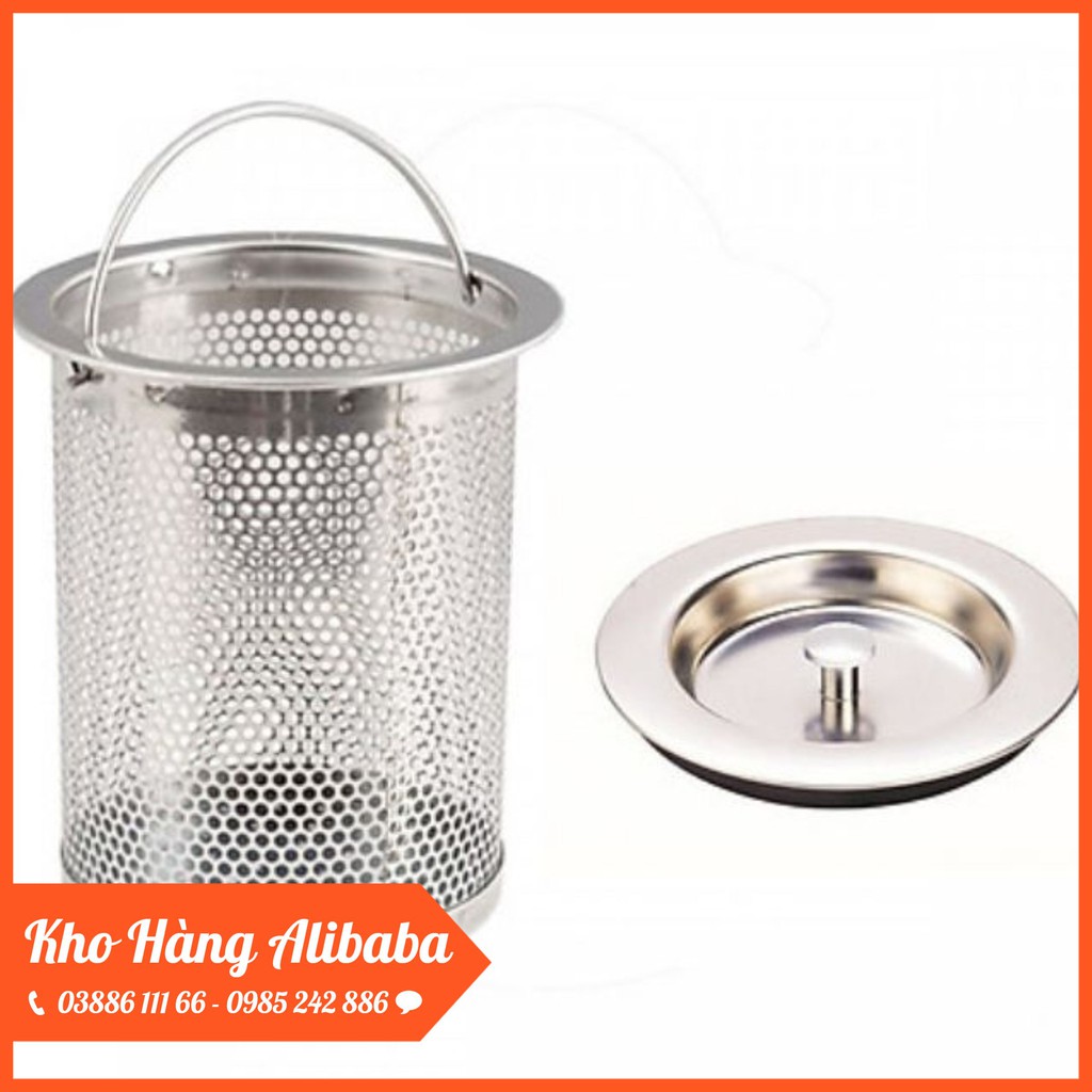 Bộ Giỏ Lọc Rác + Nắp Đậy Bồn Rửa Chén Bằng Inox