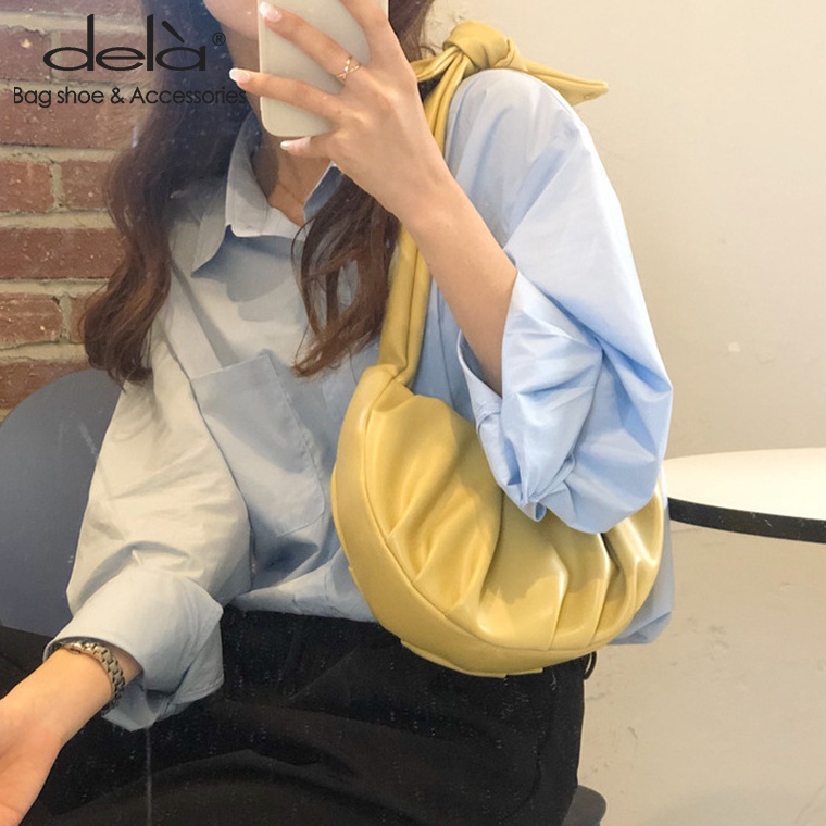 Dela Túi Đeo Chéo Vai Hình Đám Mây Nhỏ Thiết Kế Xếp Ly Thời Trang Cho Nữ