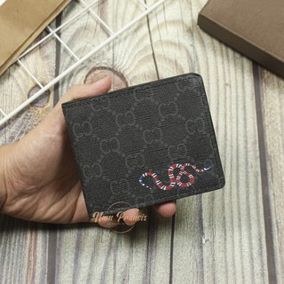 Ví Ngắn Full Box Rắn nhỏ Xám Đen