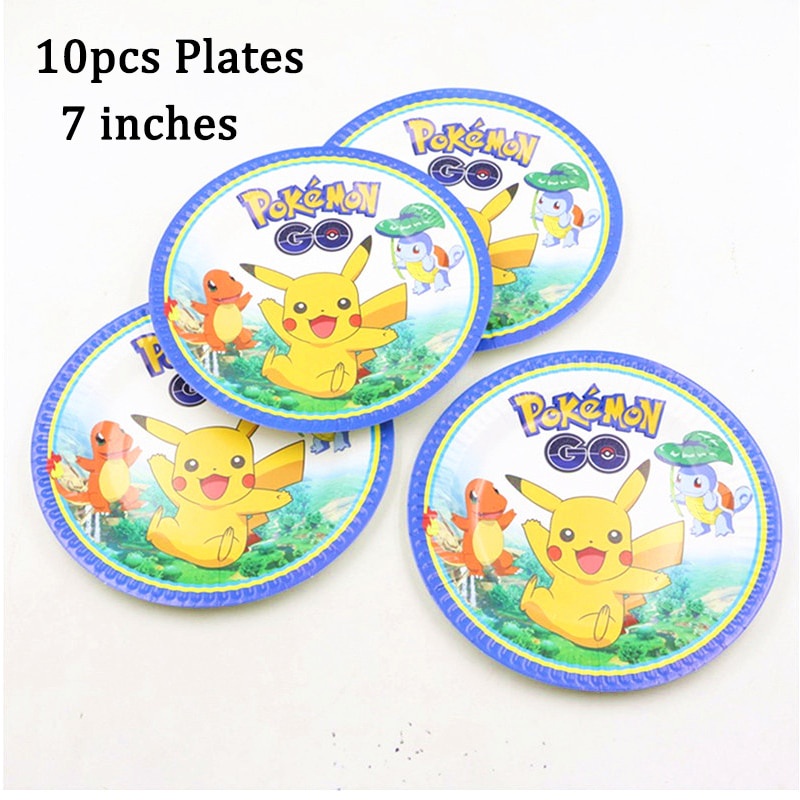 Bộ Dụng Cụ Ăn Uống Bằng Giấy Dùng Một Lần Họa Tiết Hoạt Hình Pokemon Pikachu