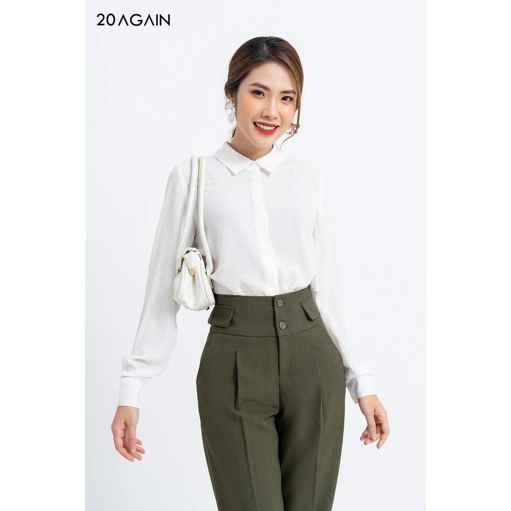 [Mã WABR20AG15 giảm 10% đơn 99K] Áo Sơ Mi nữ công sở 20AGAIN Áo sơ mi Cổ Đức ASA1050